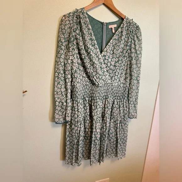 Rebecca Taylor Teal Floral Long Sleeve Dress - Picture 3 of 8
